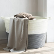 Wasmand Ø 60x36 cm katoen grijs wit