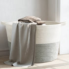 Laundry basket Ø 60x36 cm cotton grey and white
