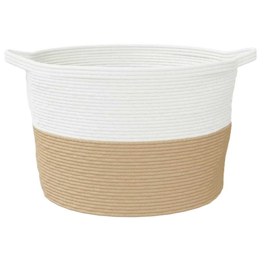 Wasmand Ø 60x36 cm katoen beige en wit