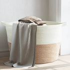 Laundry basket Ø 60x36 cm cotton brown and white