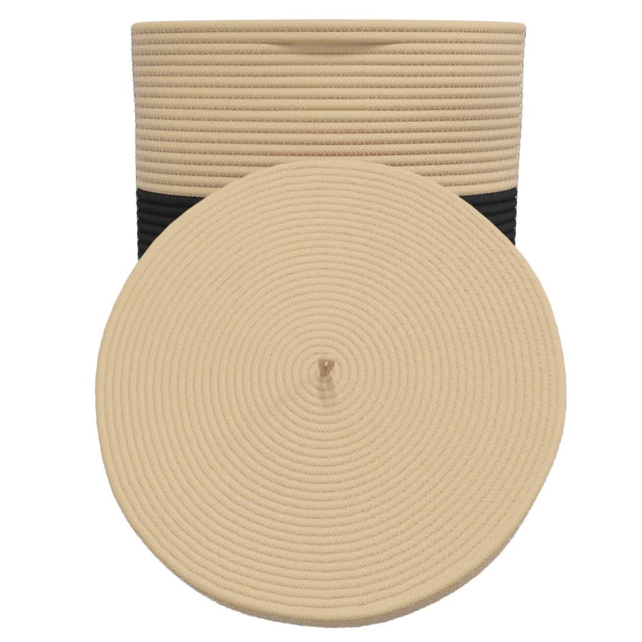 Opbergmand met deksel Ø 37x50 cm katoen zwart en beige