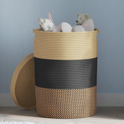 Opbergmand deksel Ø 37x50 cm katoen zwart beige