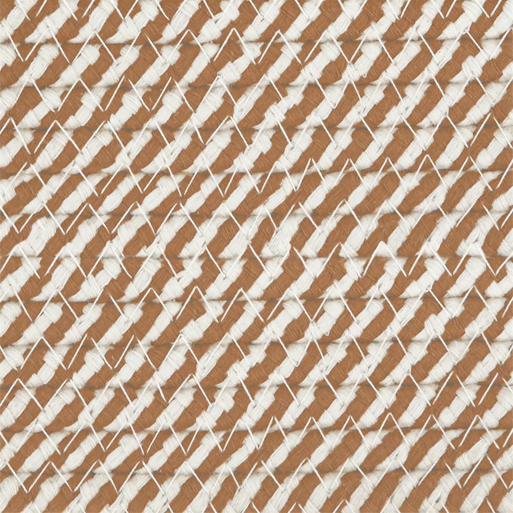 Opbergmand met deksel Ø 37x50 cm katoen bruin en wit