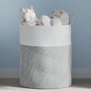 Storage basket Ø 38x46 cm cotton grey and white