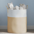 Storage basket Ø 38x46 cm cotton beige and white