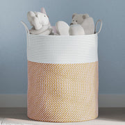 Storage basket Ø 38x46 cm cotton brown and white