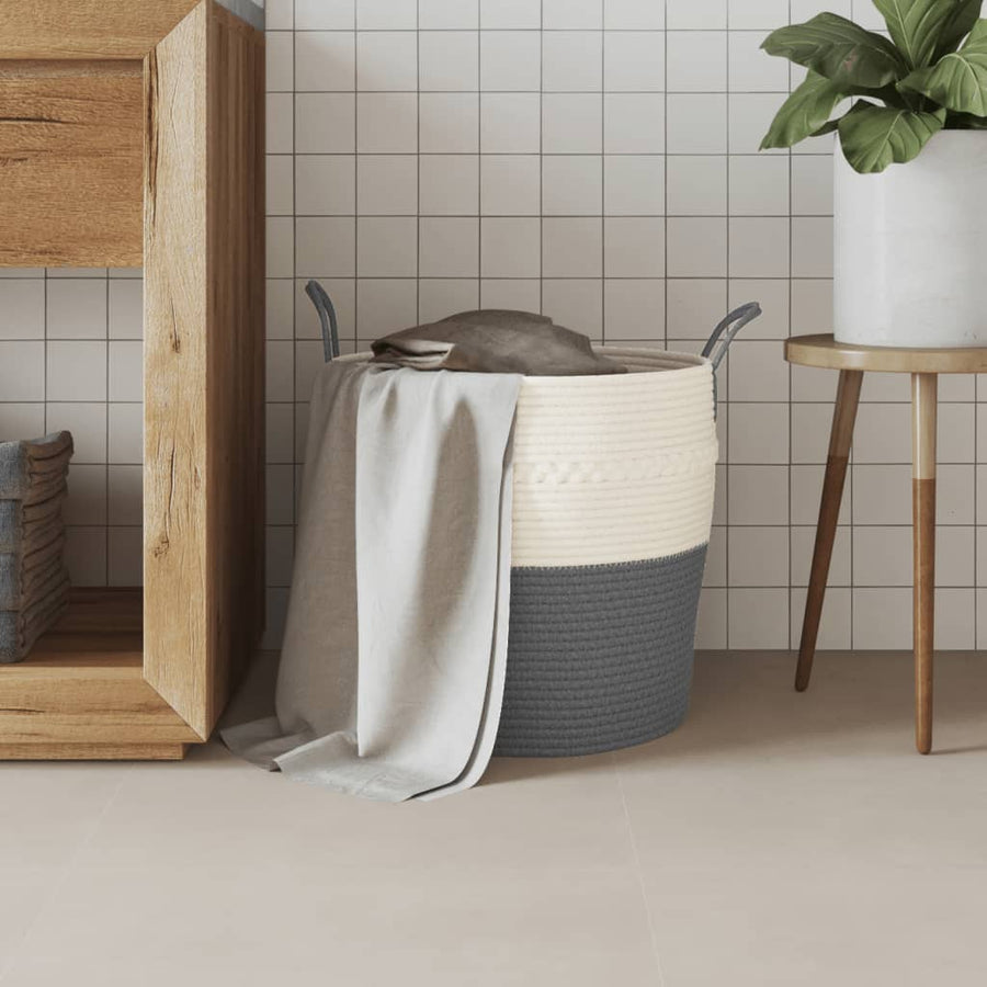 Opbergmand Ø Katoen En Wit 43 x 38 cm Grijs