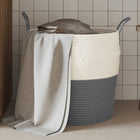 Storage basket Ø 43x38 cm cotton grey and white