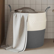 Storage basket Ø 43x38 cm cotton grey and white