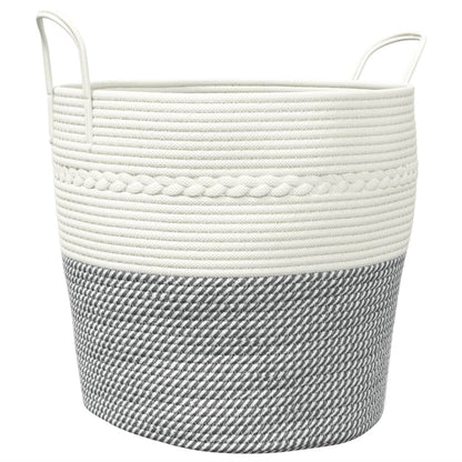 Opbergmand Ø Katoen 43 x 38 cm Grijs en wit