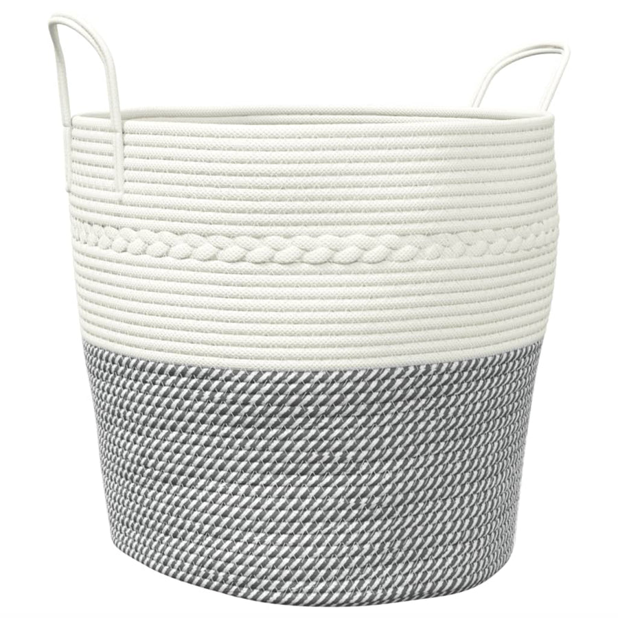 Opbergmand Ø Katoen 43 x 38 cm Grijs en wit