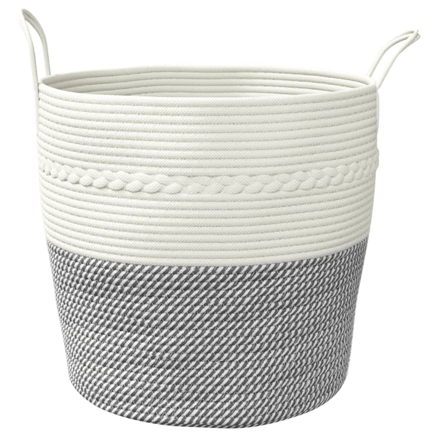 Opbergmand Ø Katoen 43 x 38 cm Grijs en wit