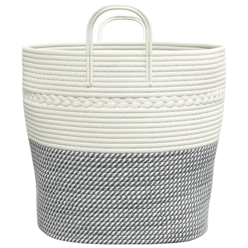 Opbergmand Ø Katoen 43 x 38 cm Grijs en wit