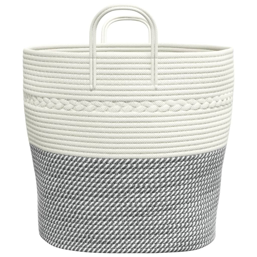 Opbergmand Ø Katoen 43 x 38 cm Grijs en wit
