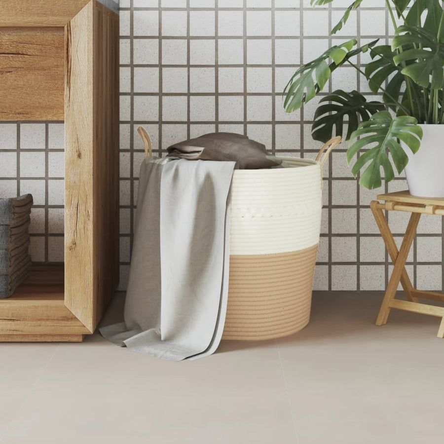 Opbergmand Ø Katoen En Wit 43 x 38 cm Beige