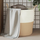 Storage basket Ø 43x38 cm cotton beige and white
