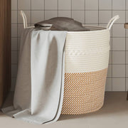 Storage basket Ø 43x38 cm cotton brown and white