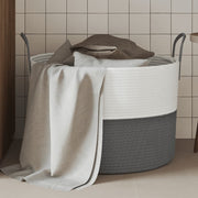 Storage basket Ø 51x33 cm cotton grey and white