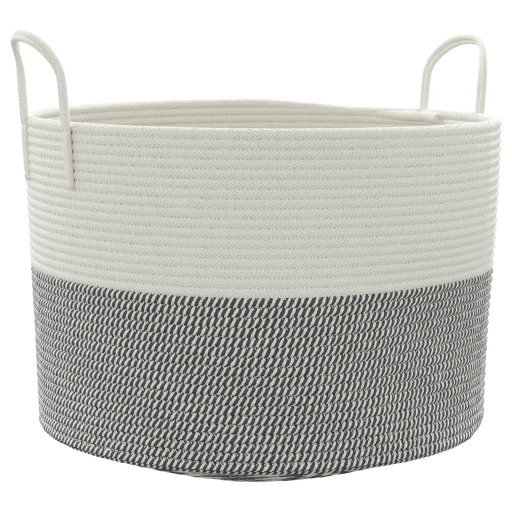 Opbergmand Ø Katoen 51 x 33 cm Grijs en wit