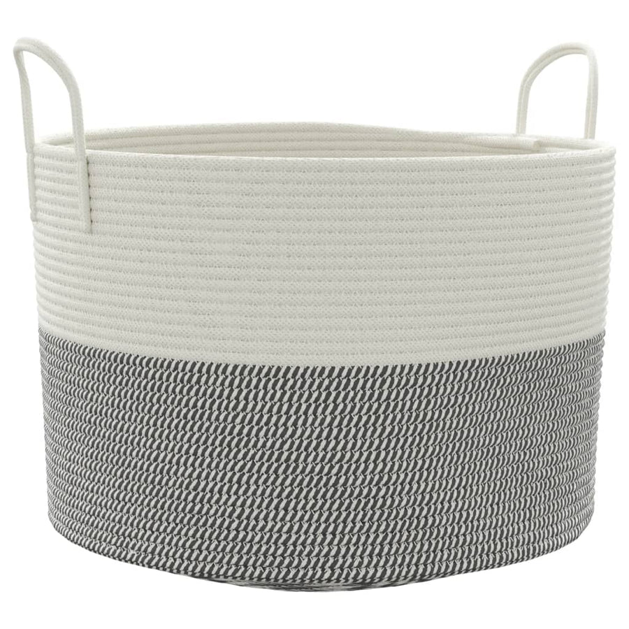 Opbergmand Ø Katoen 51 x 33 cm Grijs en wit
