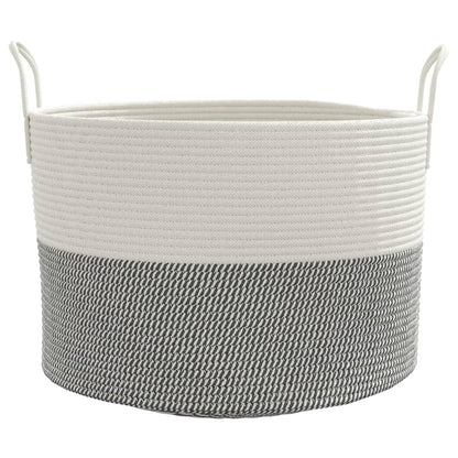 Opbergmand Ø Katoen 51 x 33 cm Grijs en wit