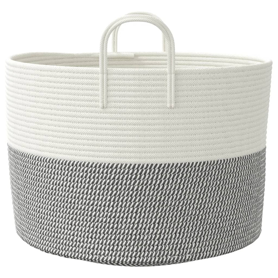 Opbergmand Ø Katoen 51 x 33 cm Grijs en wit