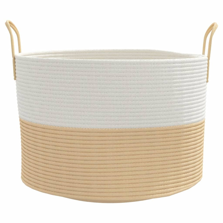 Opbergmand Ø Katoen En Wit 51 x 33 cm Beige