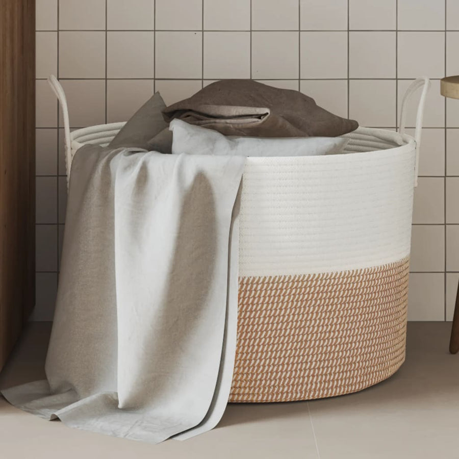 Opbergmand Ø Katoen En Wit 51 x 33 cm Bruin