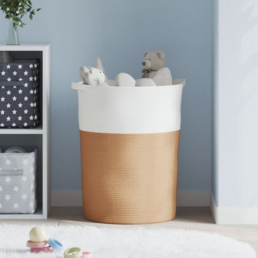 Opbergmand Ø 49X65 Cm Katoen En Wit Bruin