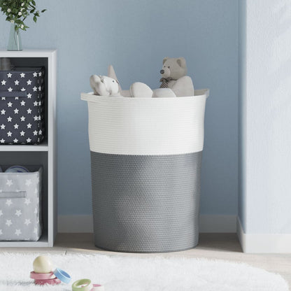 Opbergmand Ø 49X65 Cm Katoen En Wit Grijs