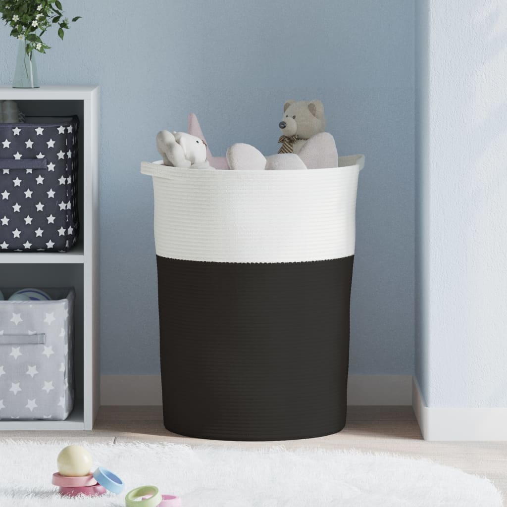 Opbergmand Ø 49X65 Cm Katoen En Wit Zwart