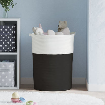 Opbergmand Ø 49X65 Cm Katoen En Wit Zwart