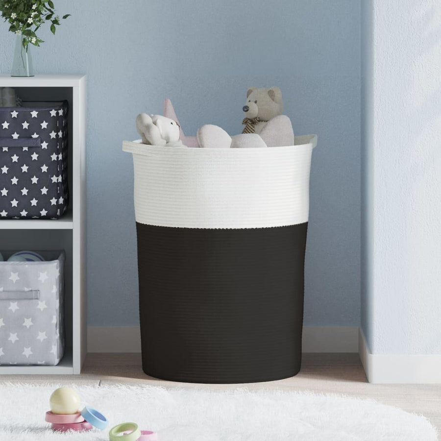 Opbergmand Ø 49X65 Cm Katoen En Wit Zwart