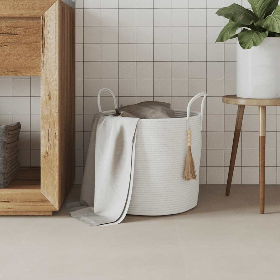 Opbergmand Ø 40x35 cm katoen wit