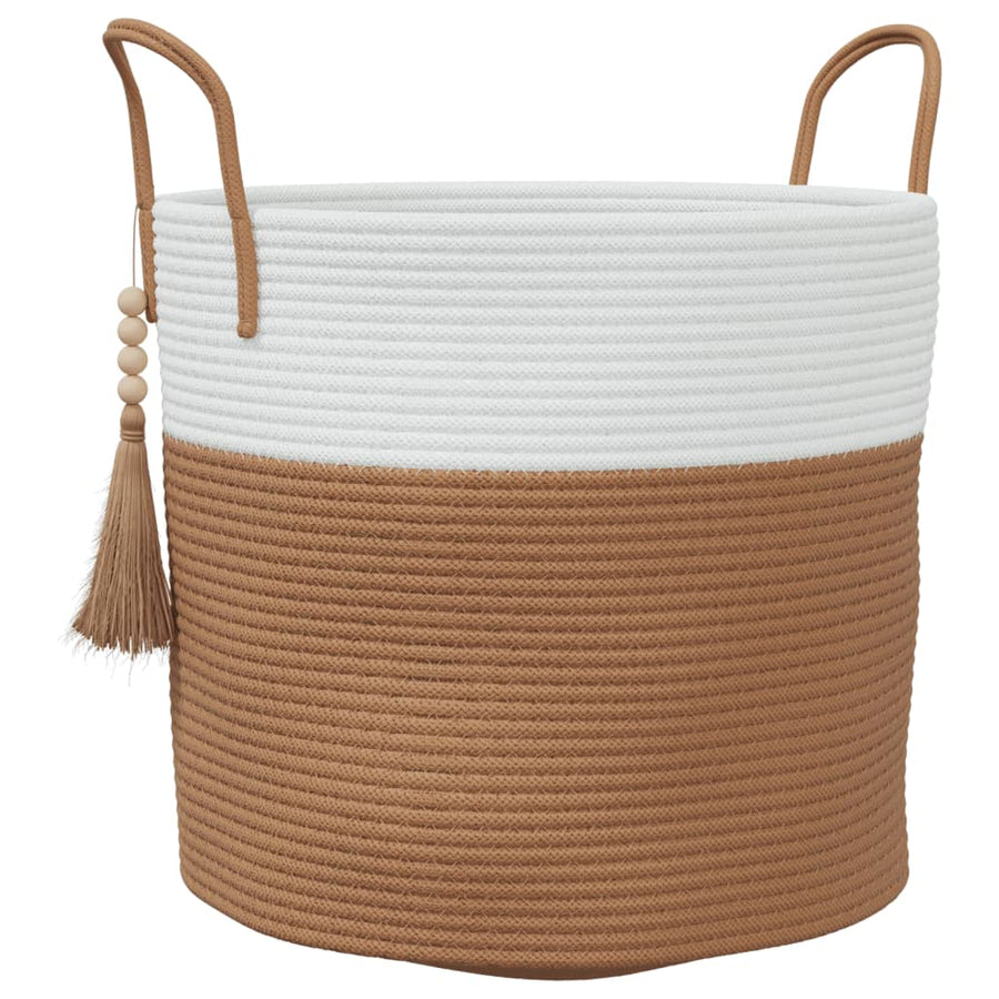 Opbergmand Ø 40X35 Cm Katoen Bruin En Wit