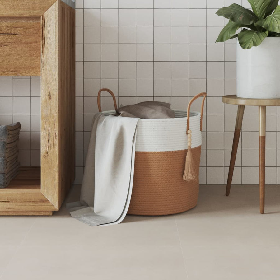 Opbergmand Ø 40X35 Cm Katoen Bruin En Wit