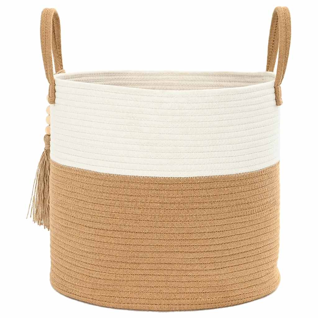 Opbergmand Ø 40X35 Cm Katoen Bruin En Wit