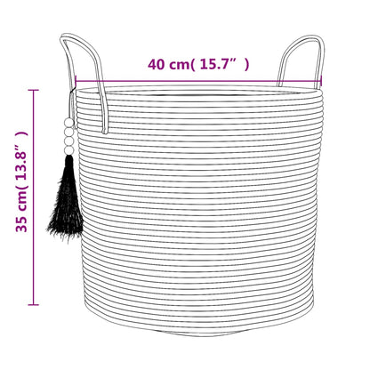 Opbergmand Ø 40X35 Cm Katoen Bruin En Wit