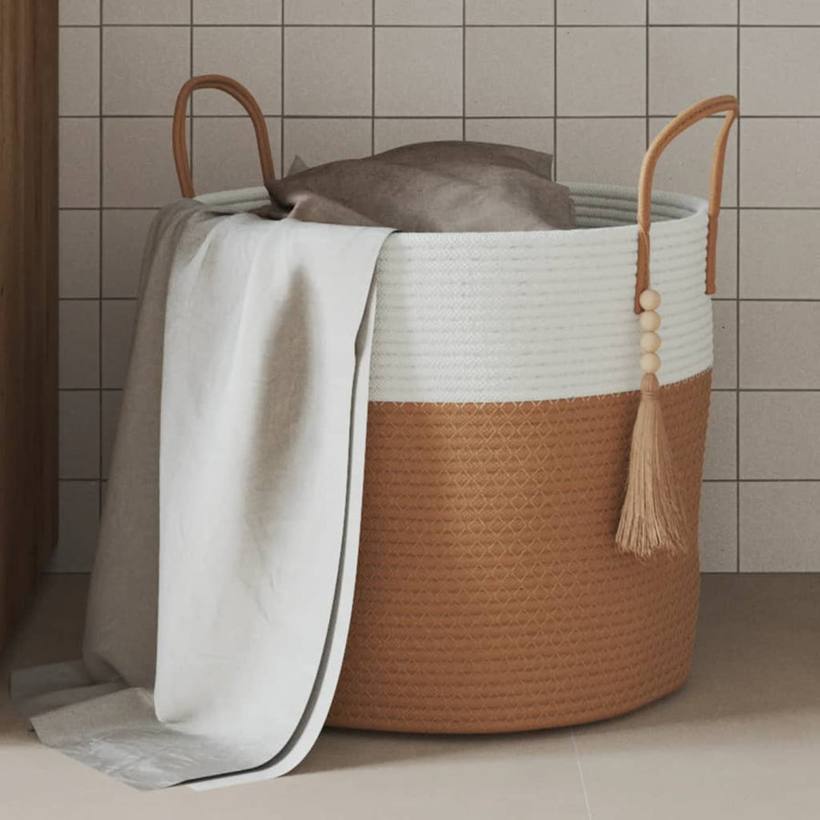 Opbergmand Ø 40X35 Cm Katoen Bruin En Wit