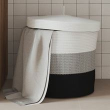 Opbergmand Met Deksel Ø 40X35 Cm Katoen Wit En Zwart
