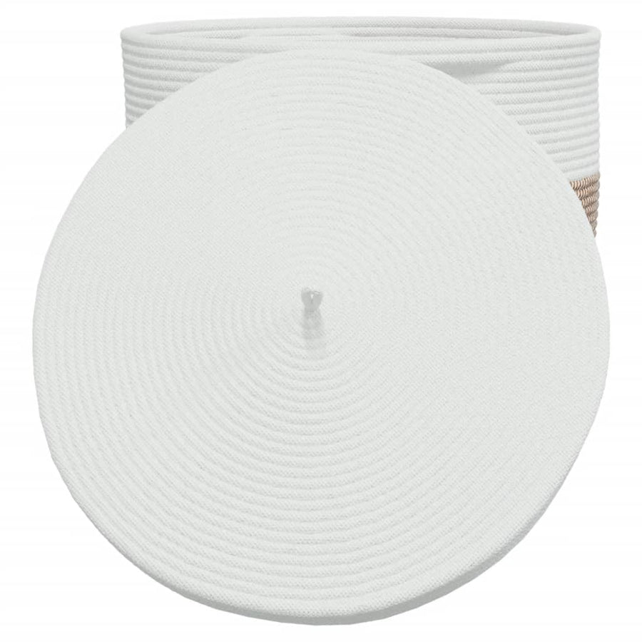 Opbergmand Met Deksel Ø 40X35 Cm Katoen En Wit Bruin