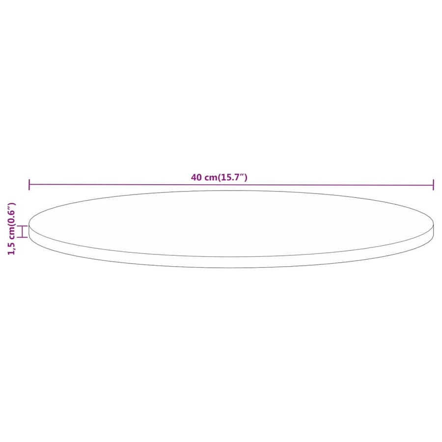 Tafelblad rond Ø 40x1,5 cm massief ruw mangohout