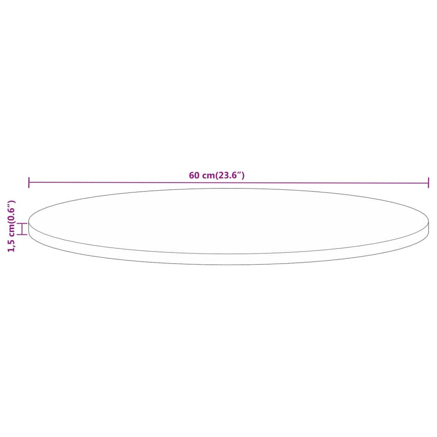 Tafelblad rond Ø 60x1,5 cm massief ruw mangohout