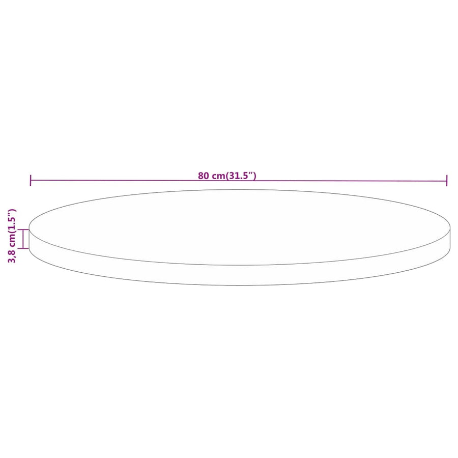 Tafelblad Rond Ø 80X3,8 Cm Massief Ruw Mangohout