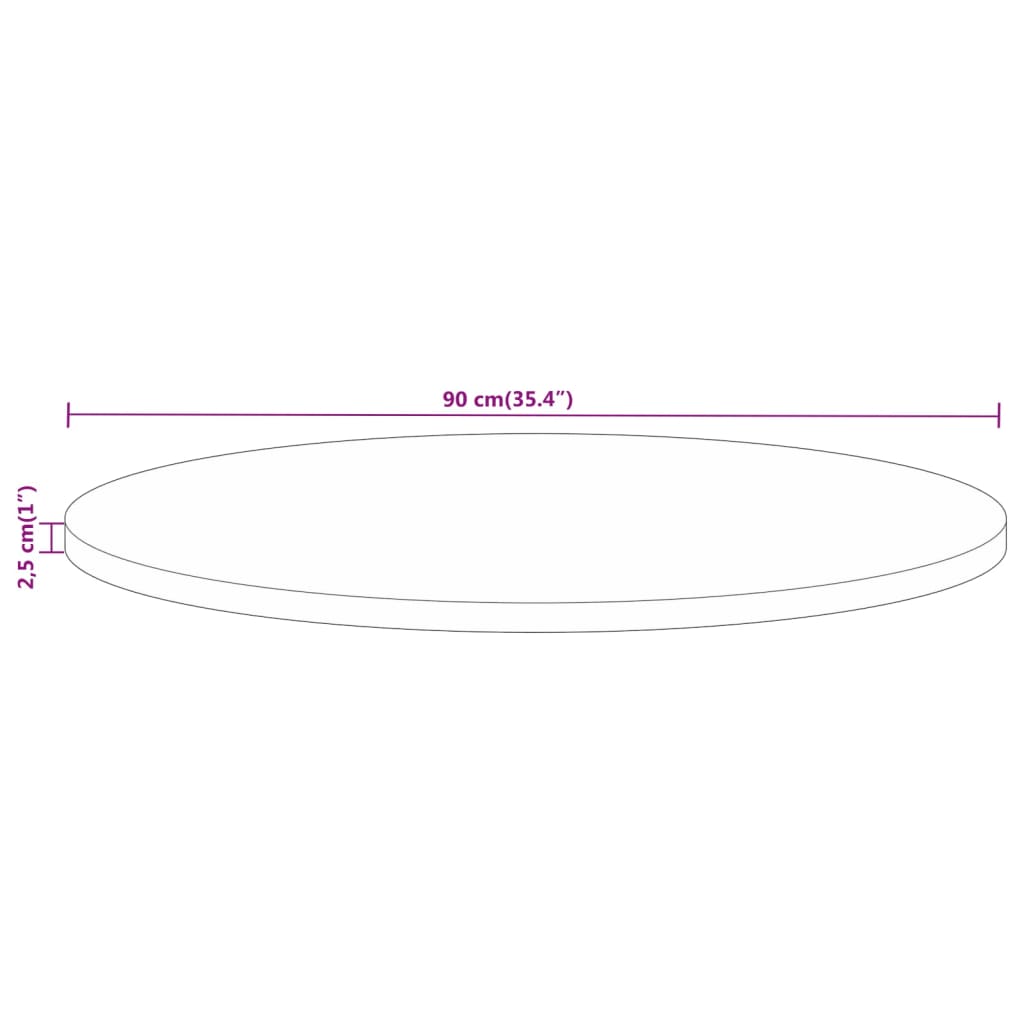 Tafelblad Rond Ø 90X2,5 Cm Massief Ruw Mangohout