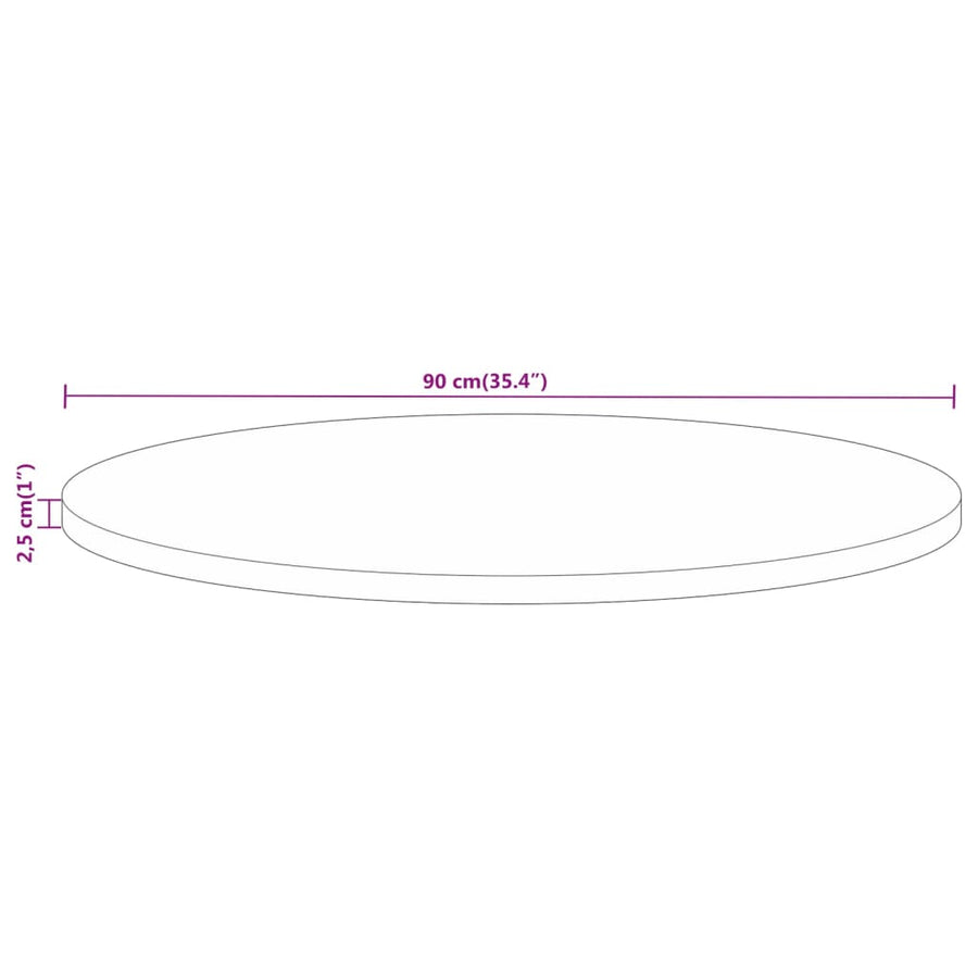Tafelblad Rond Ø 90X2,5 Cm Massief Ruw Mangohout