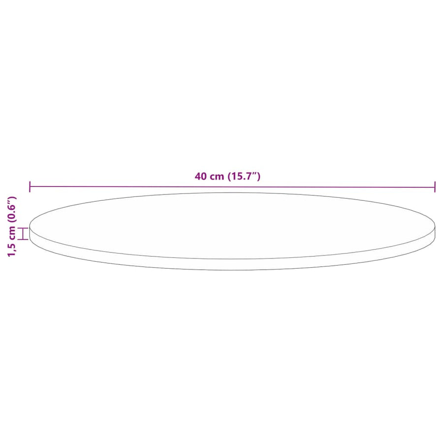 Tafelblad rond Ø 40x1,5 cm massief gerecycled hout