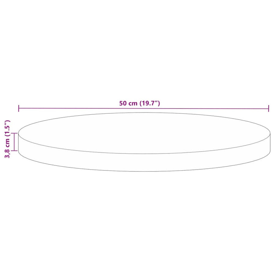 Tafelblad rond Ø 50x3,8 cm massief gerecycled hout