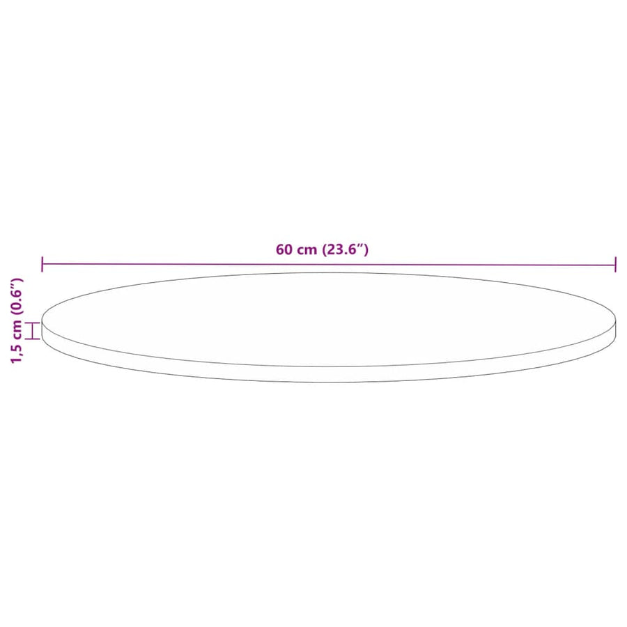 Tafelblad rond Ø 60x1,5 cm massief gerecycled hout