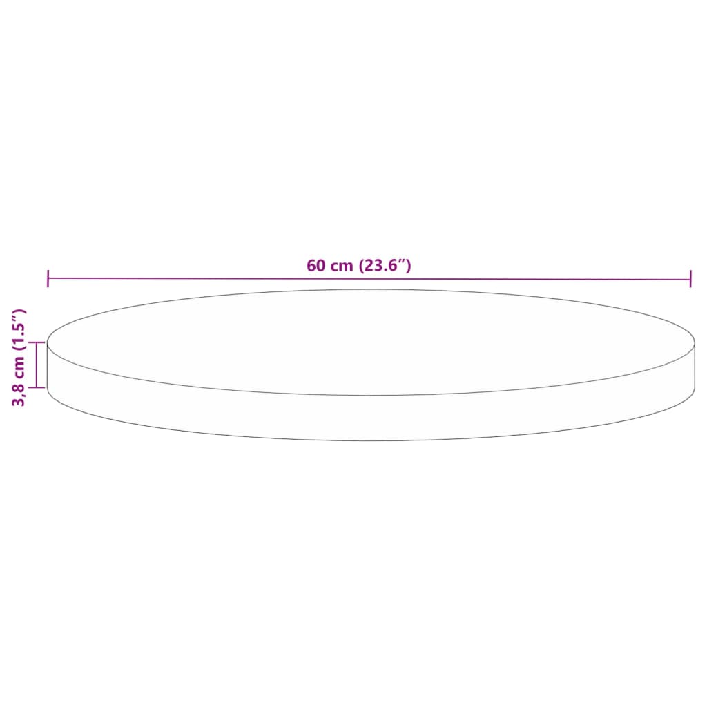 Tafelblad rond Ø 60x3,8 cm massief gerecycled hout